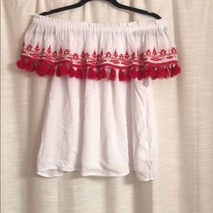 Impeccable Pig Tassel Off the Shoulder Shirt